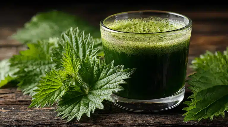 Ingrédients pour jus d’orties : pommes, citron, gingembre