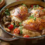 poulet marengo dans cocotte fonte rustique