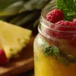recettes smoothie detox fruits d’été en gros plan dans un bocal