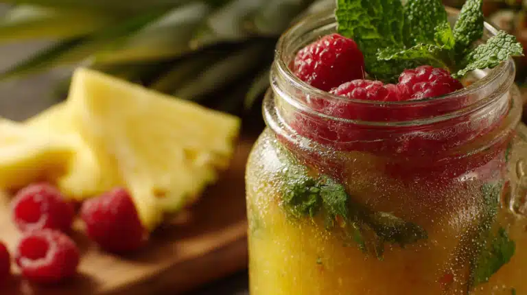 recettes smoothie detox fruits d’été en gros plan dans un bocal