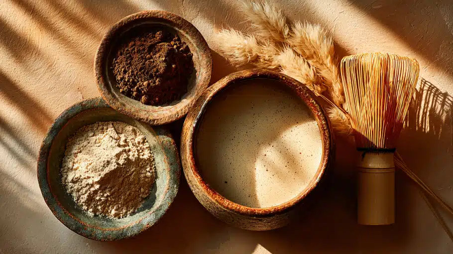 hojicha-latte-ingredients ingrédients pour hojicha latte