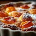 clafoutis aux abricots maison dans un plat rustique