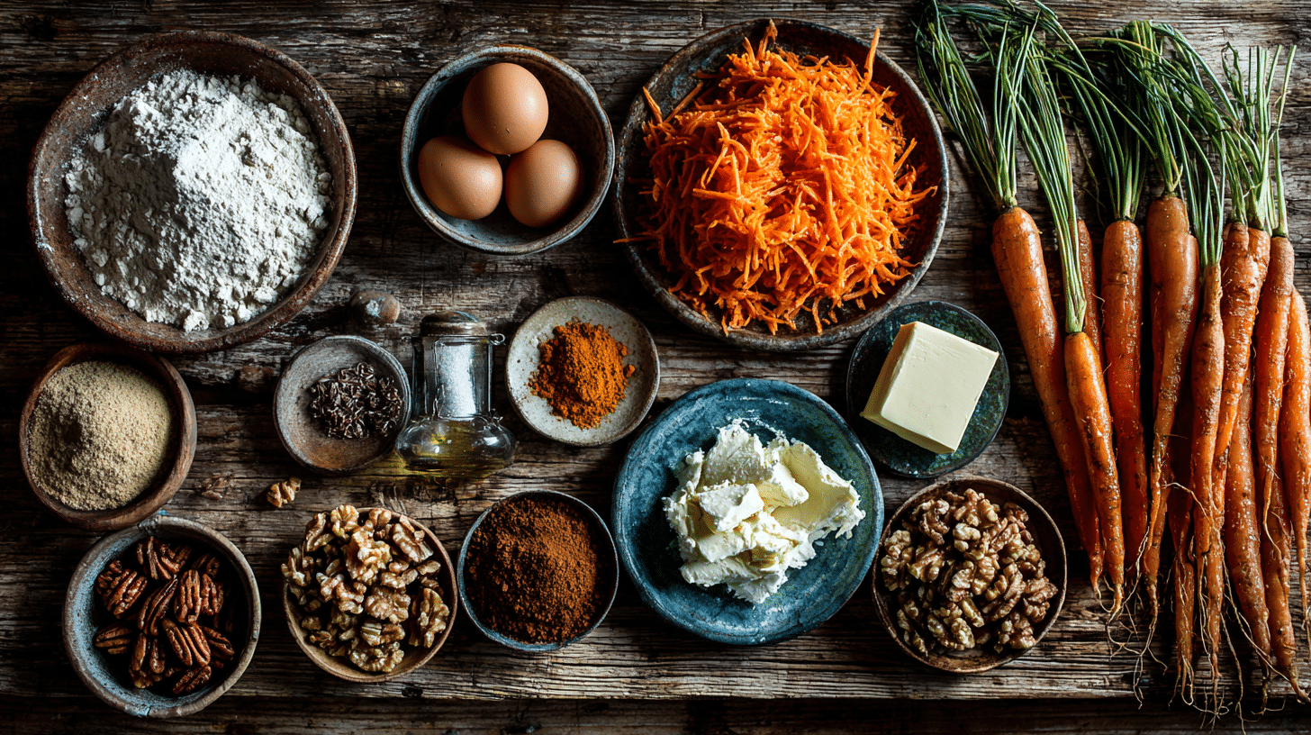 Ingrédients pour carrot cake maison