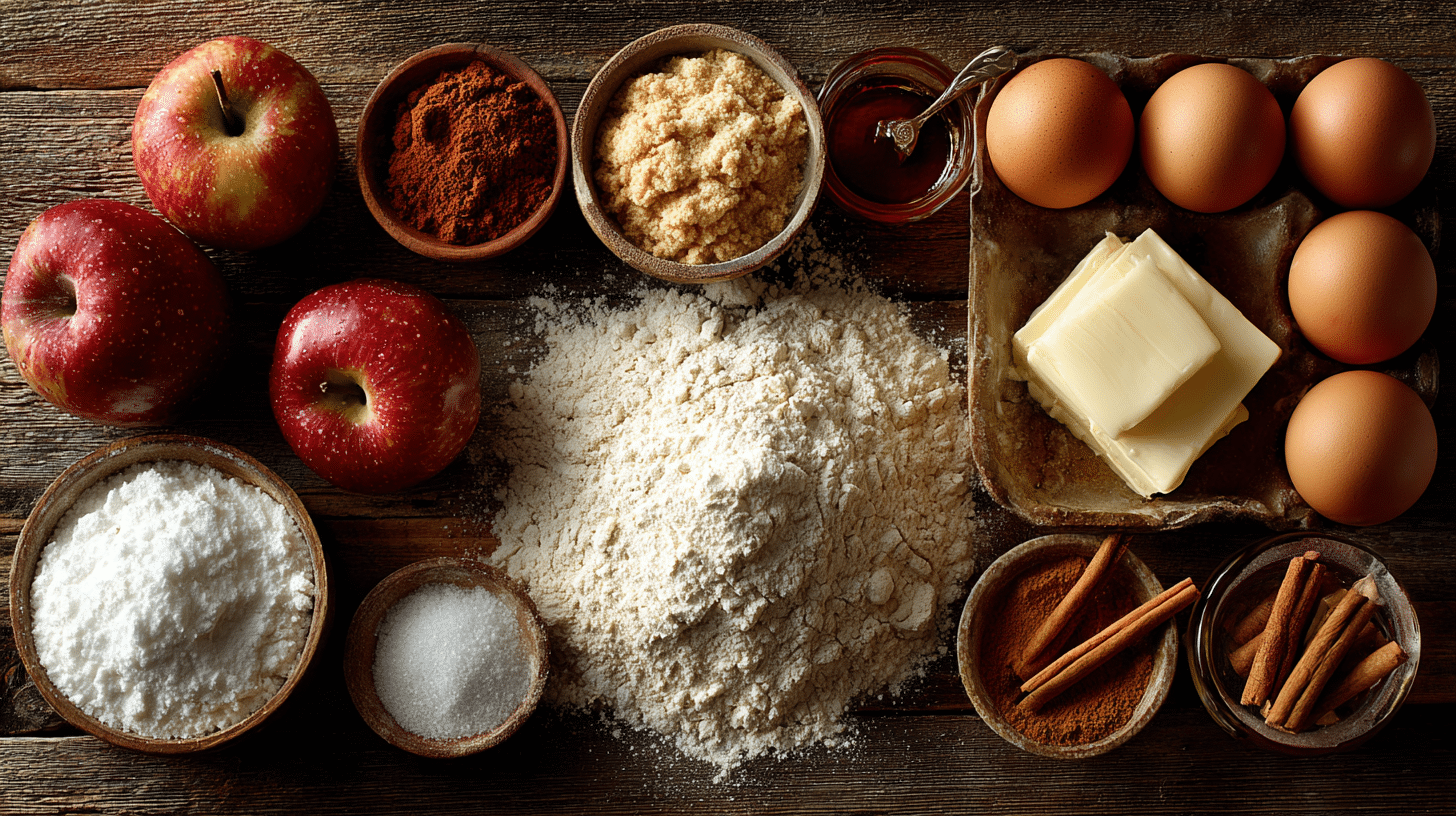 ingrédients pour gâteau aux pommes traditionnel