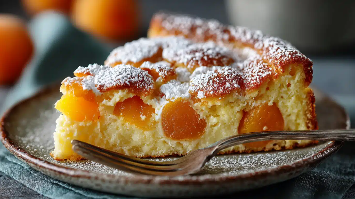 part-clafoutis-abricots part de clafoutis aux abricots servie à l’assiette