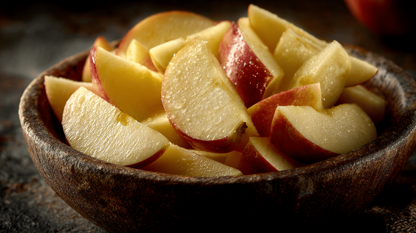 pommes coupées en lamelles pour gâteau aux pommes