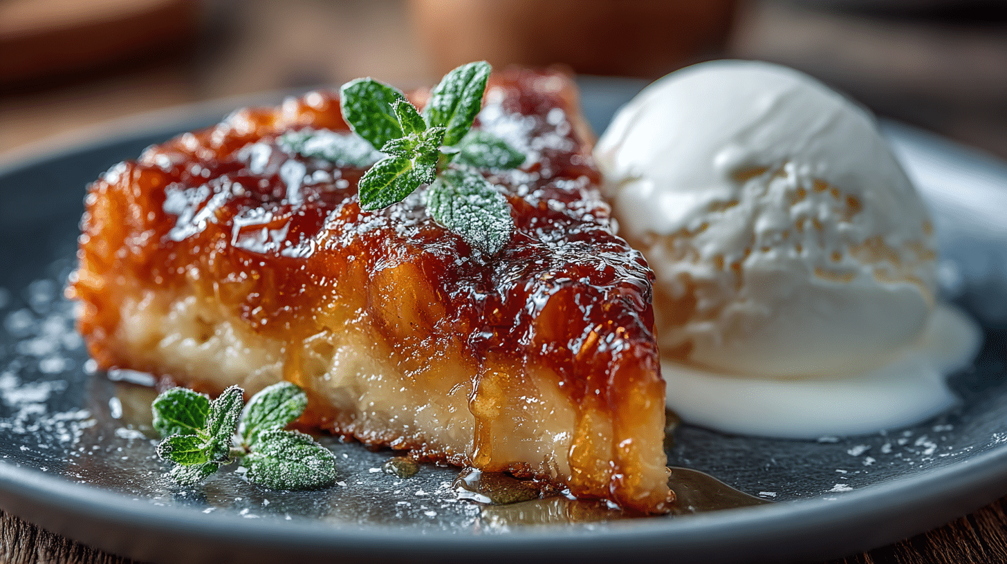 tarte tatin servie avec glace