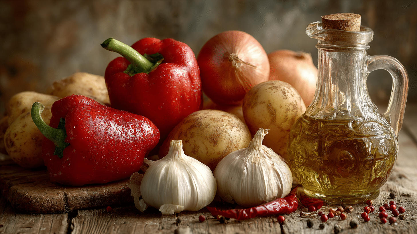 Ingrédients frais pour soupe au poivron