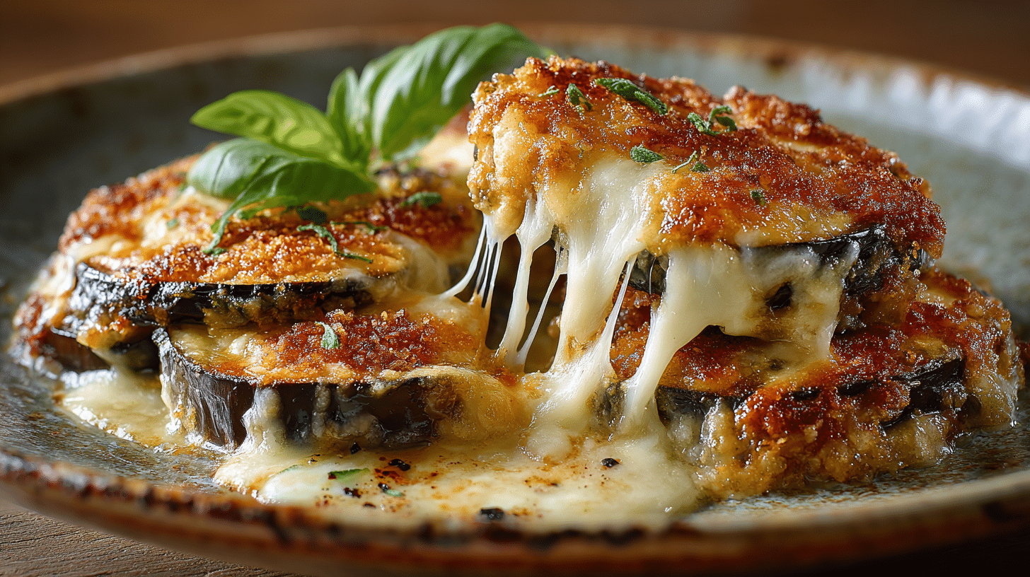 art de gratin d’aubergines servie à l’assiette