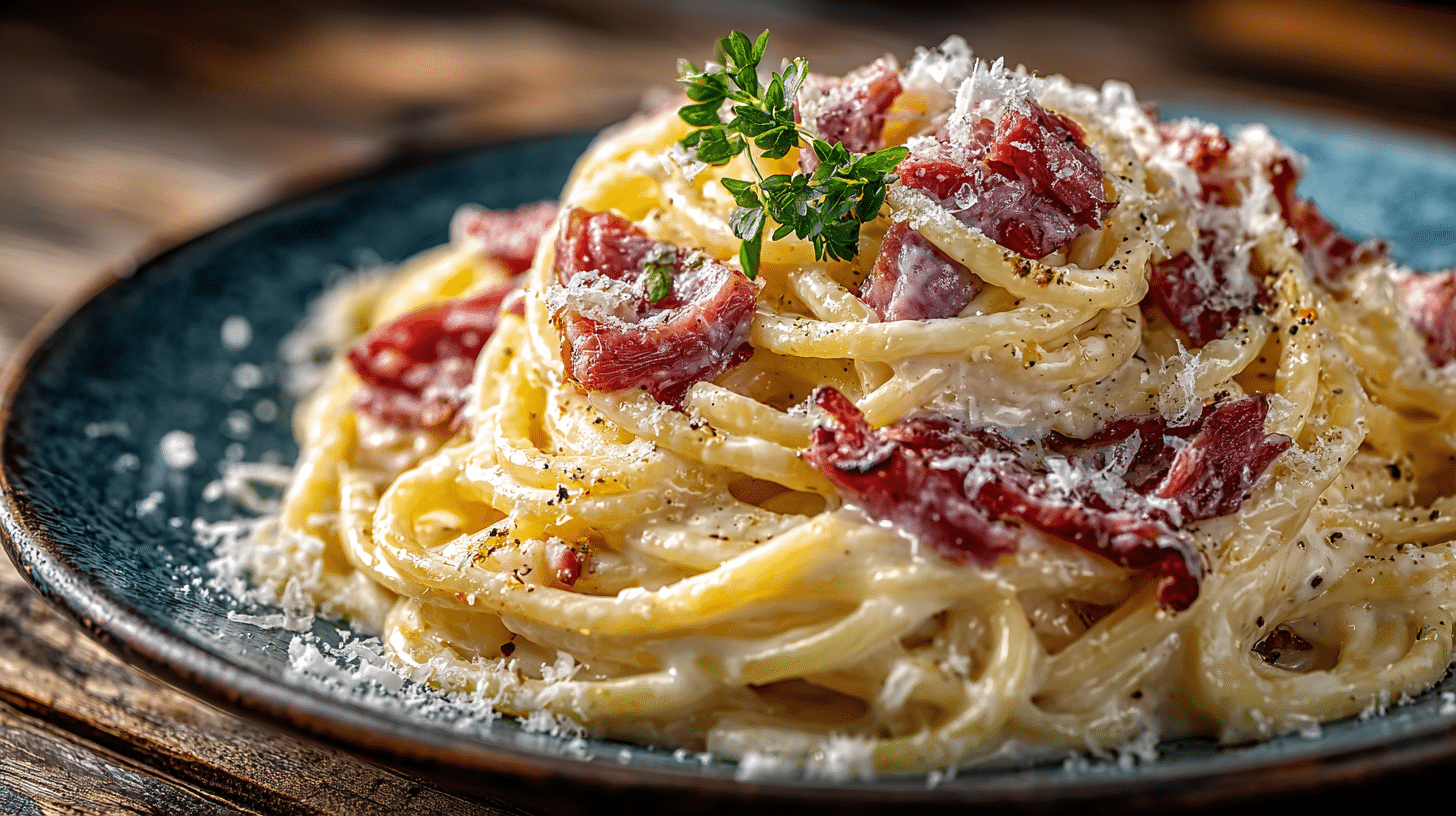 Vrai pâte carbonara halal: recette authentique italienne sans crème