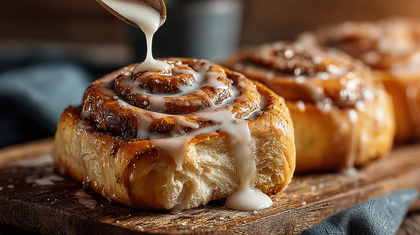 découpe de cinnamon rolls au fil dentaire avant cuisson