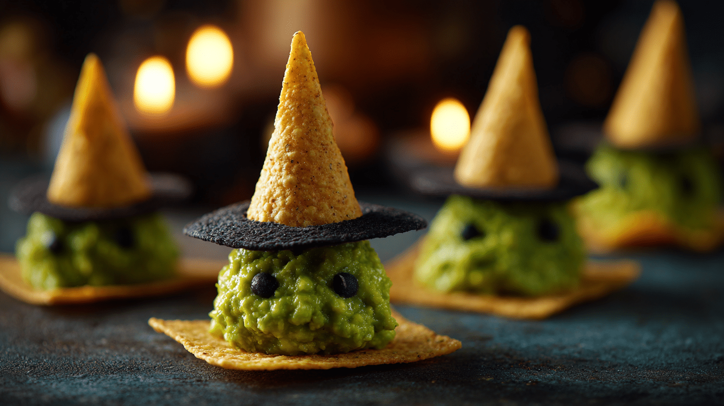 guacamole monstre nachos chapeaux apéritif halloween