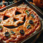 Pizza citrouille à la tomate et mozzarella - recette d’Halloween facile et amusante