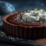 Tarte cacao panna cotta coco vegan au style nuit d’Halloween