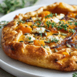 tarte rustique butternut oignons caramélisés feta sortie du four