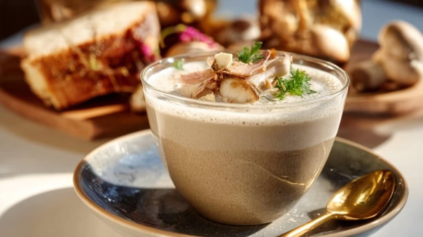 Cappuccino de champignons au foie gras
