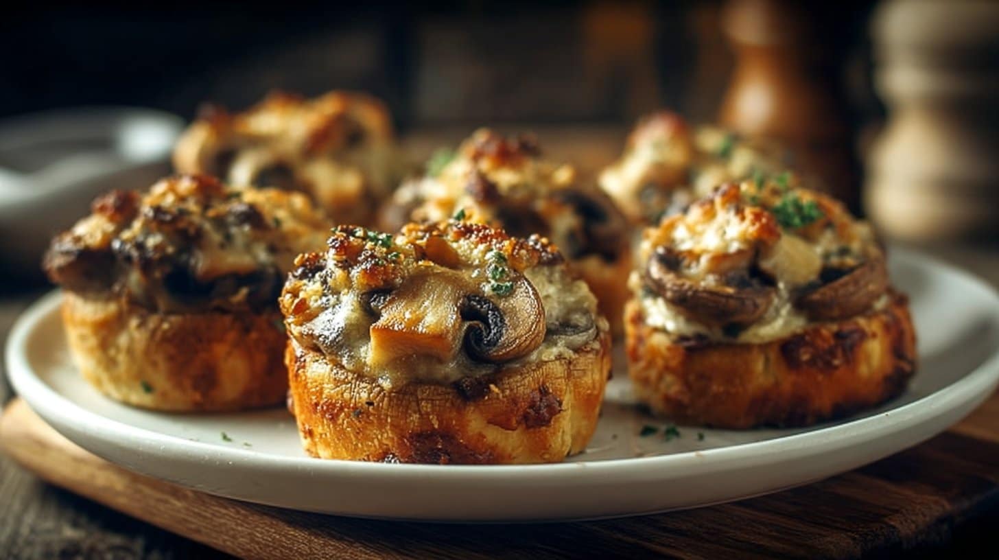 Bouchées croustillantes aux champignons gratinés
