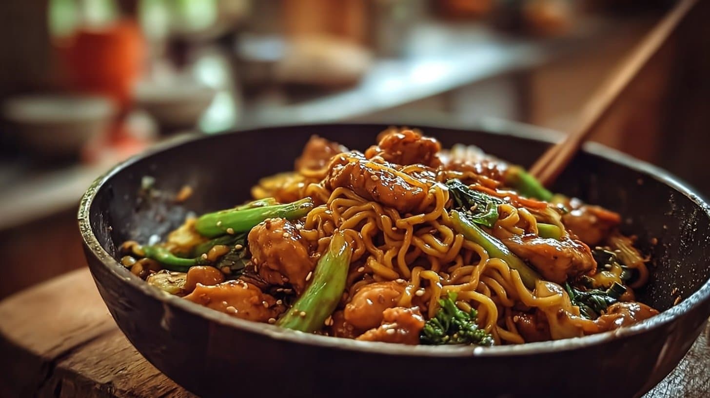 Nouilles Sautées au Poulet Caramélisé