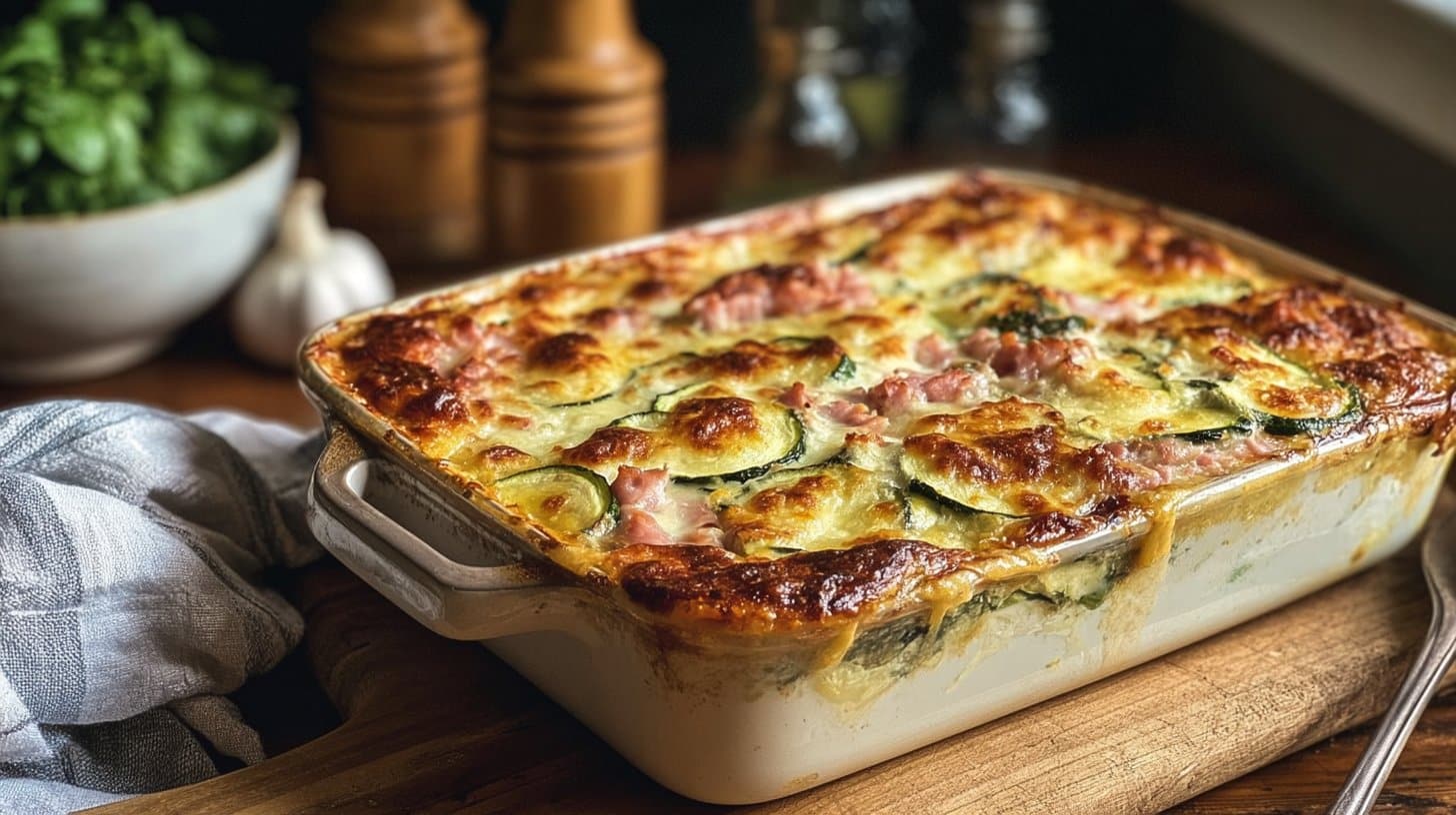 Lasagnes de courgettes au jambon