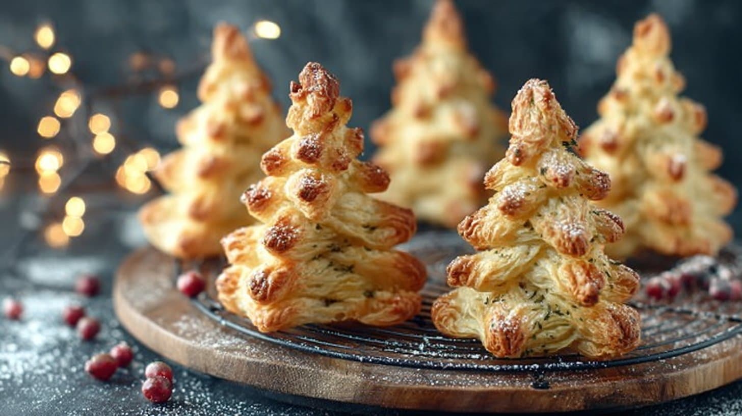 Petits sapins de Noël en pâte feuilletée