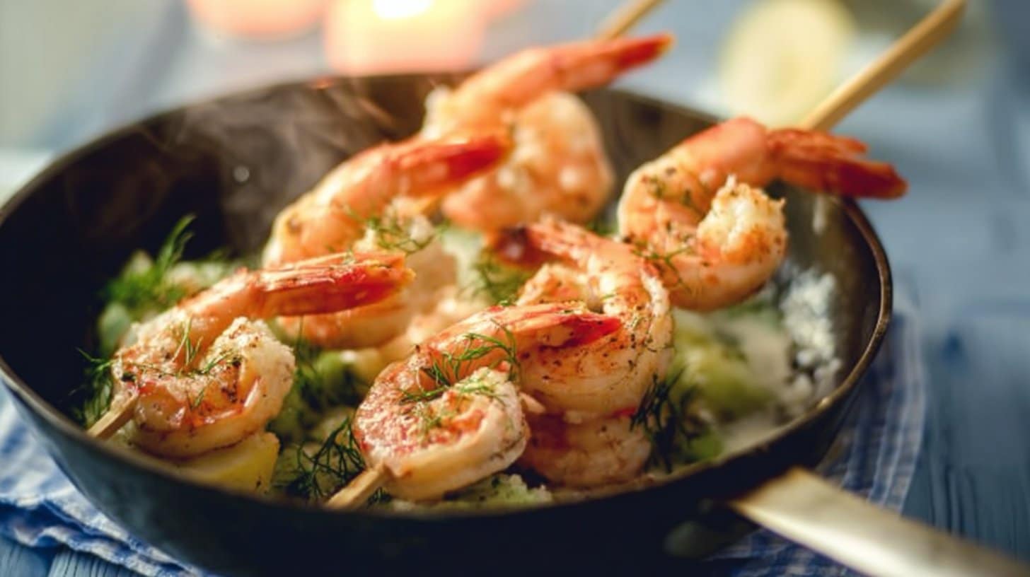 Crevettes au punch coco-gingembre