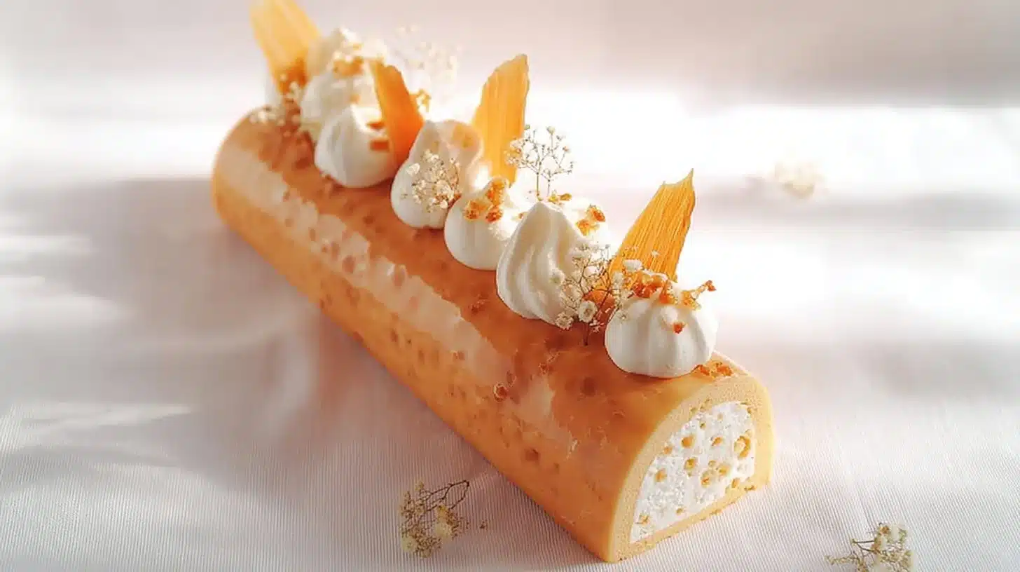 Bûche Caramel au Beurre Salé, Pomme et Spéculoos : Un Dessert Éclairant
