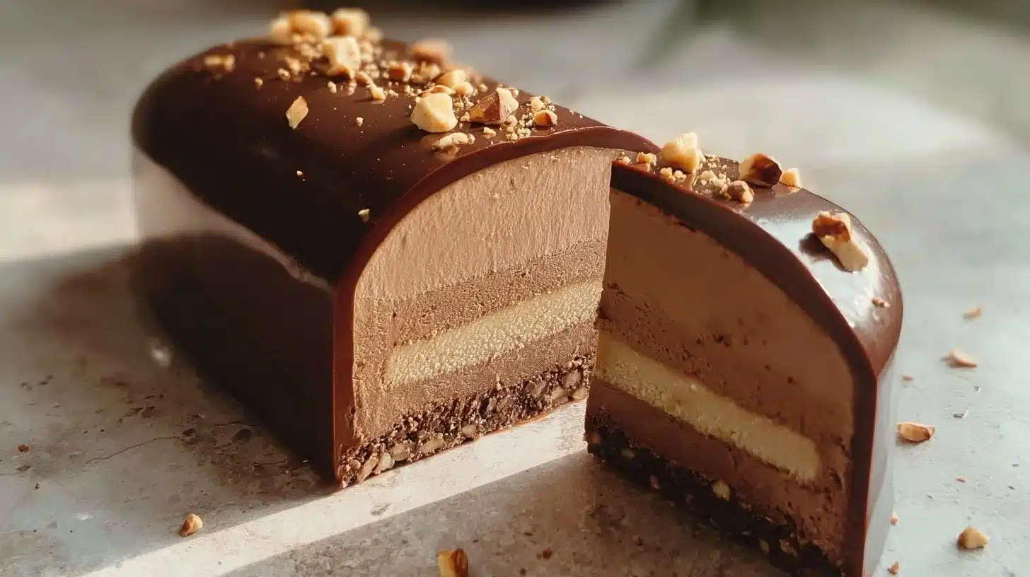 Bûche de Noël Chocolat au Lait, Noisette et Vanille : Douceur Gourmande pour les Fêtes