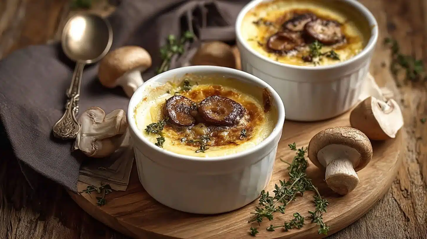 Crèmes Brûlées aux Champignons et Parmesan Gratiné : Élégance et Savoir-Faire