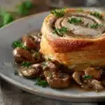 Filet mignon de veau en croûte farci au boudin blanc, plat gourmet