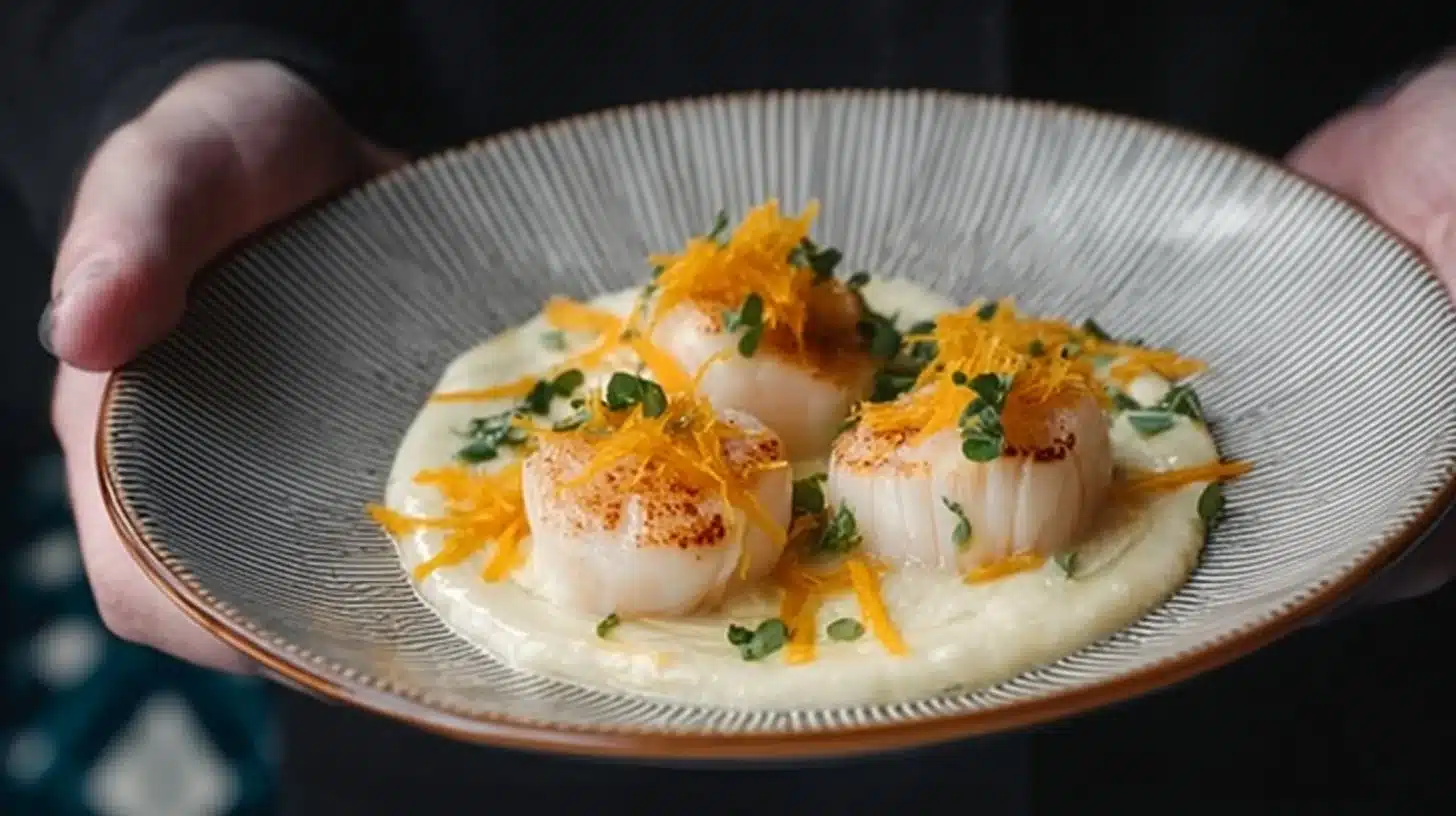 La Crème De Panais À La Vanille, Saint Jacques Poêlées Et Réduction De Clémentines : Un Plat Élégant Et Réconfortant