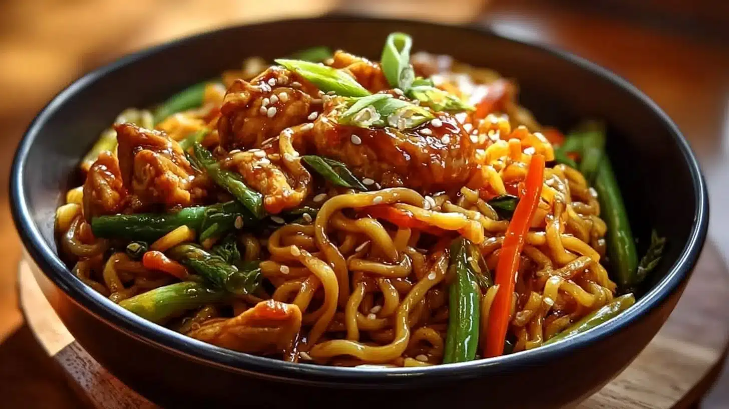 Nouilles Sautées au Poulet Caramélisé : Un Plat Réconfortant et Savoureux