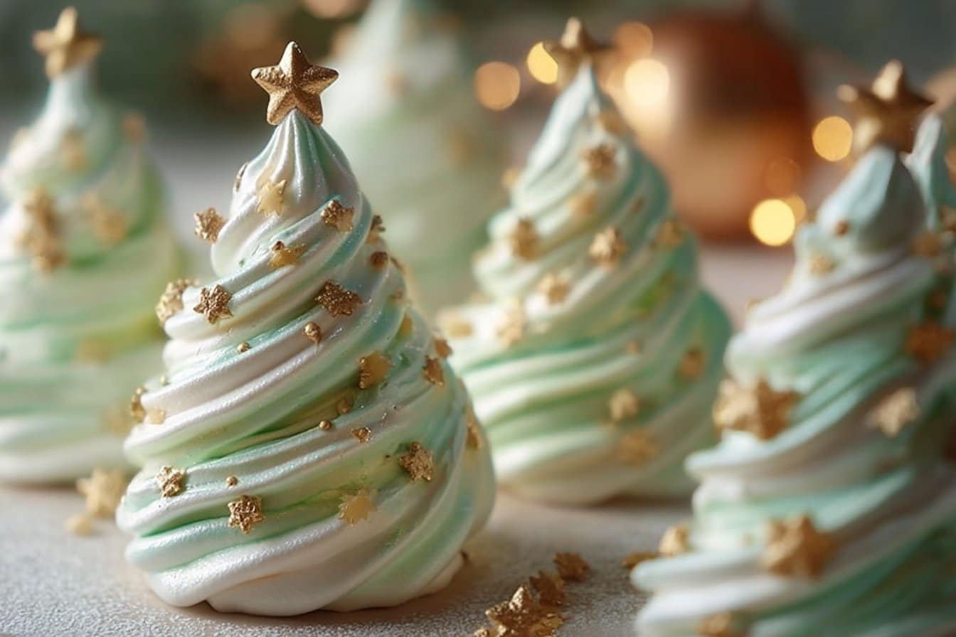 Meringues de Noël en forme de sapin