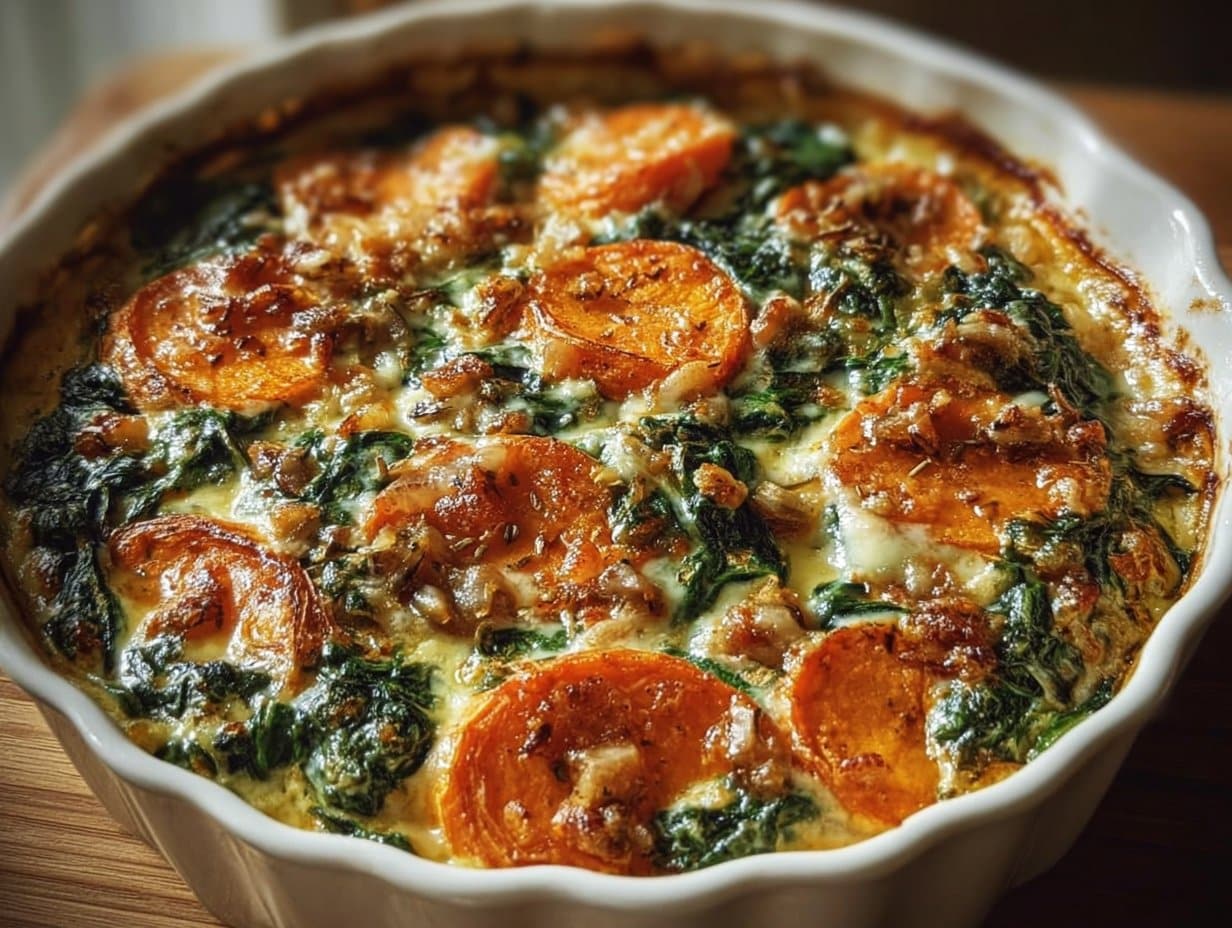 Gratin doux épinards noix