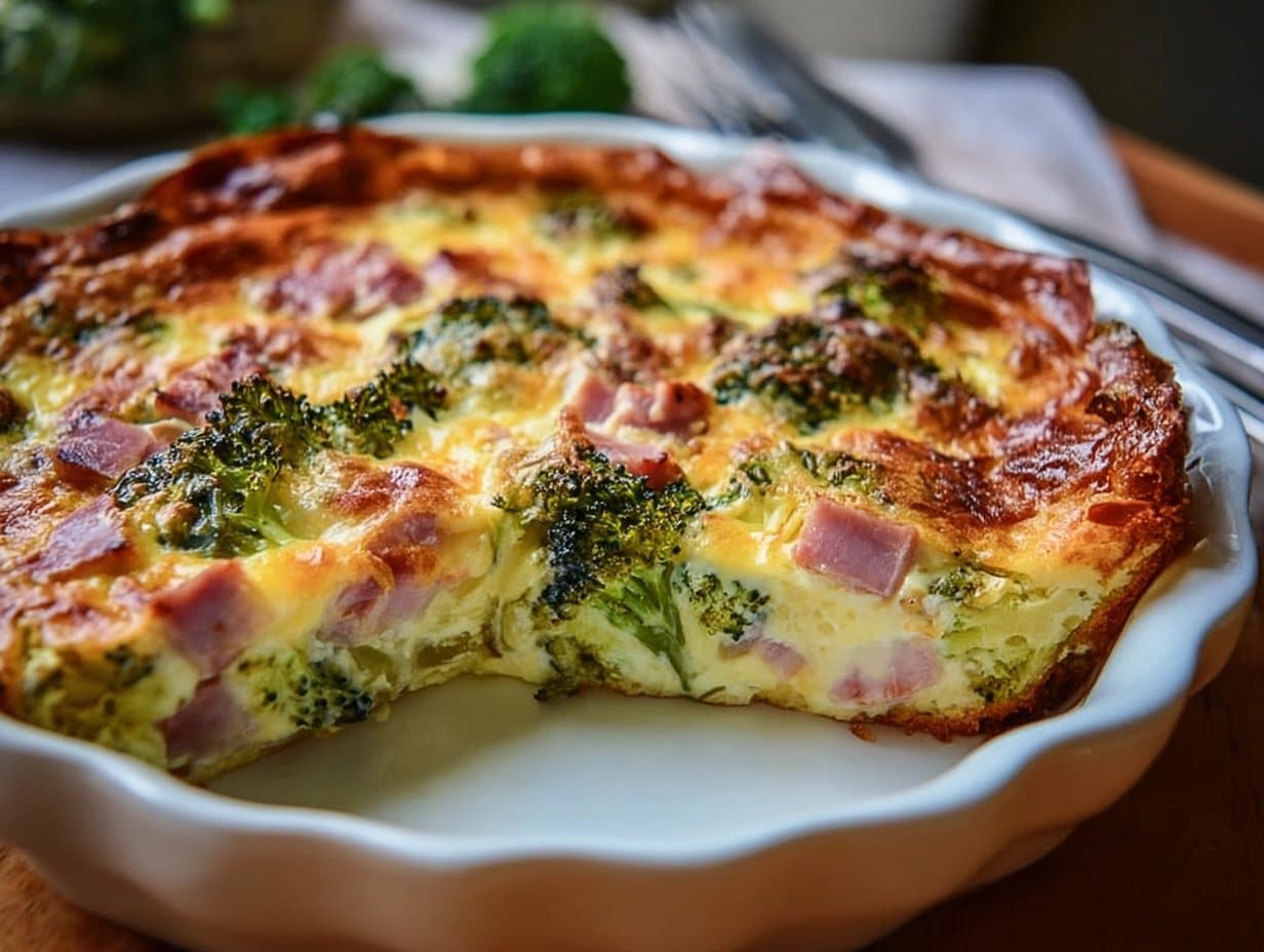 Clafoutis salé au brocoli et jambon