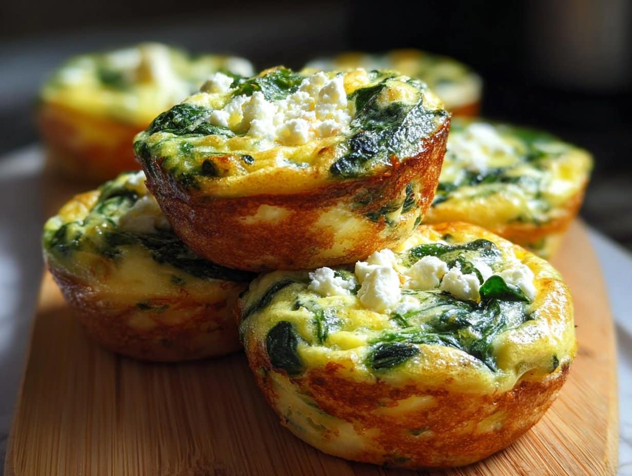 Muffins aux œufs avec épinards et feta