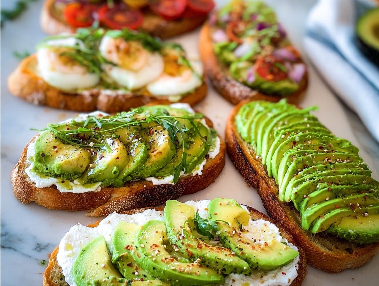 Toast à l'avocat (6 recettes faciles !) | Recette en 2025 | Nourriture saine, Recettes de nourriture saine, Recettes de cuisine