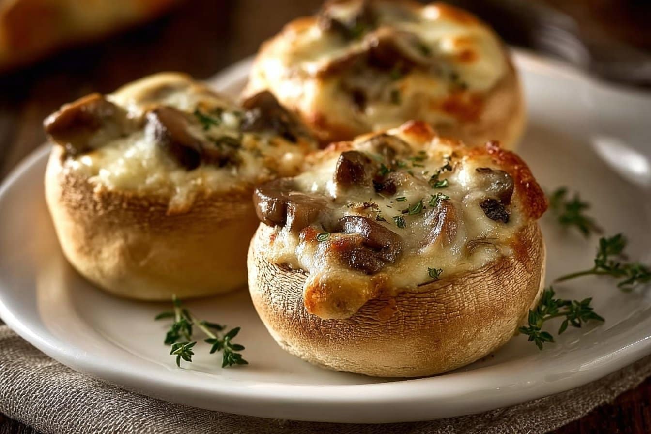 Bouchées aux champignons gratinés croustillants