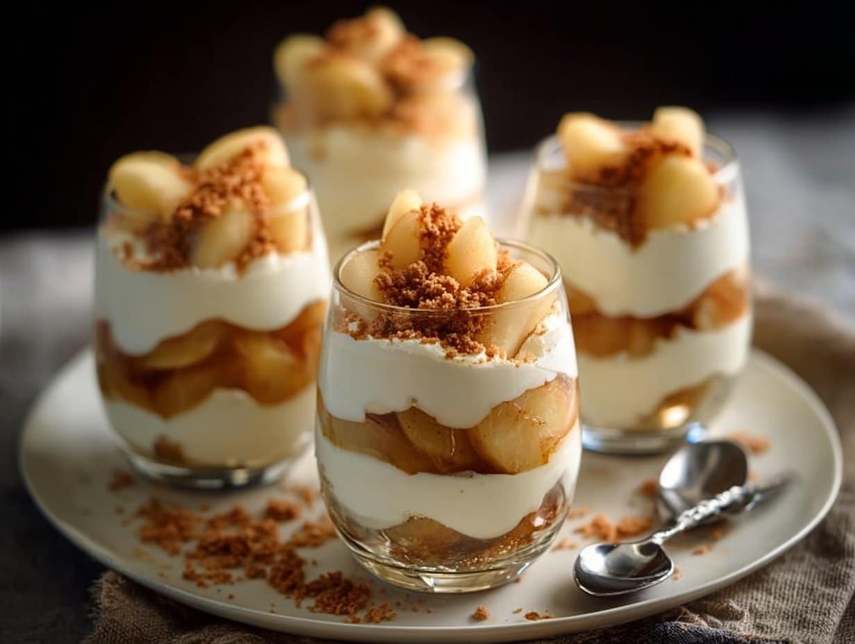 Cheese cream verrines with caramelized apples and speculoos