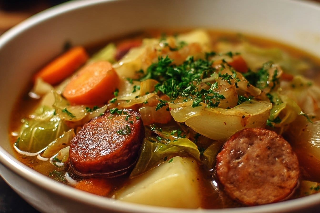 Chou braisé aux saucisses