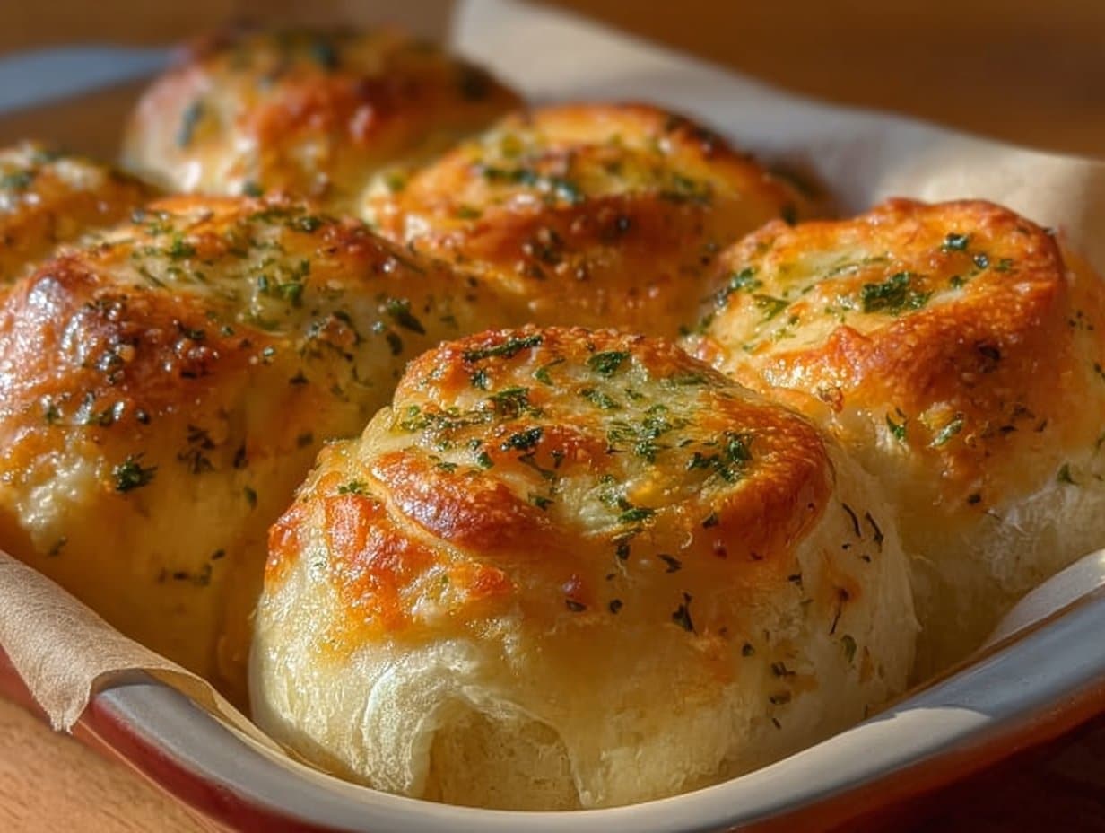 Petits pains à l'ail au fromage beurré, tout le monde va les adorer !