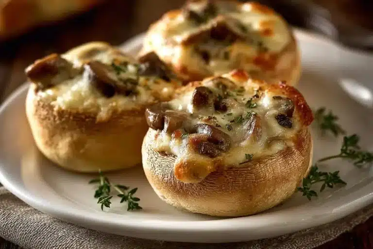 Bouchées croustillantes aux champignons gratinés, délicieuses et savoureuses.