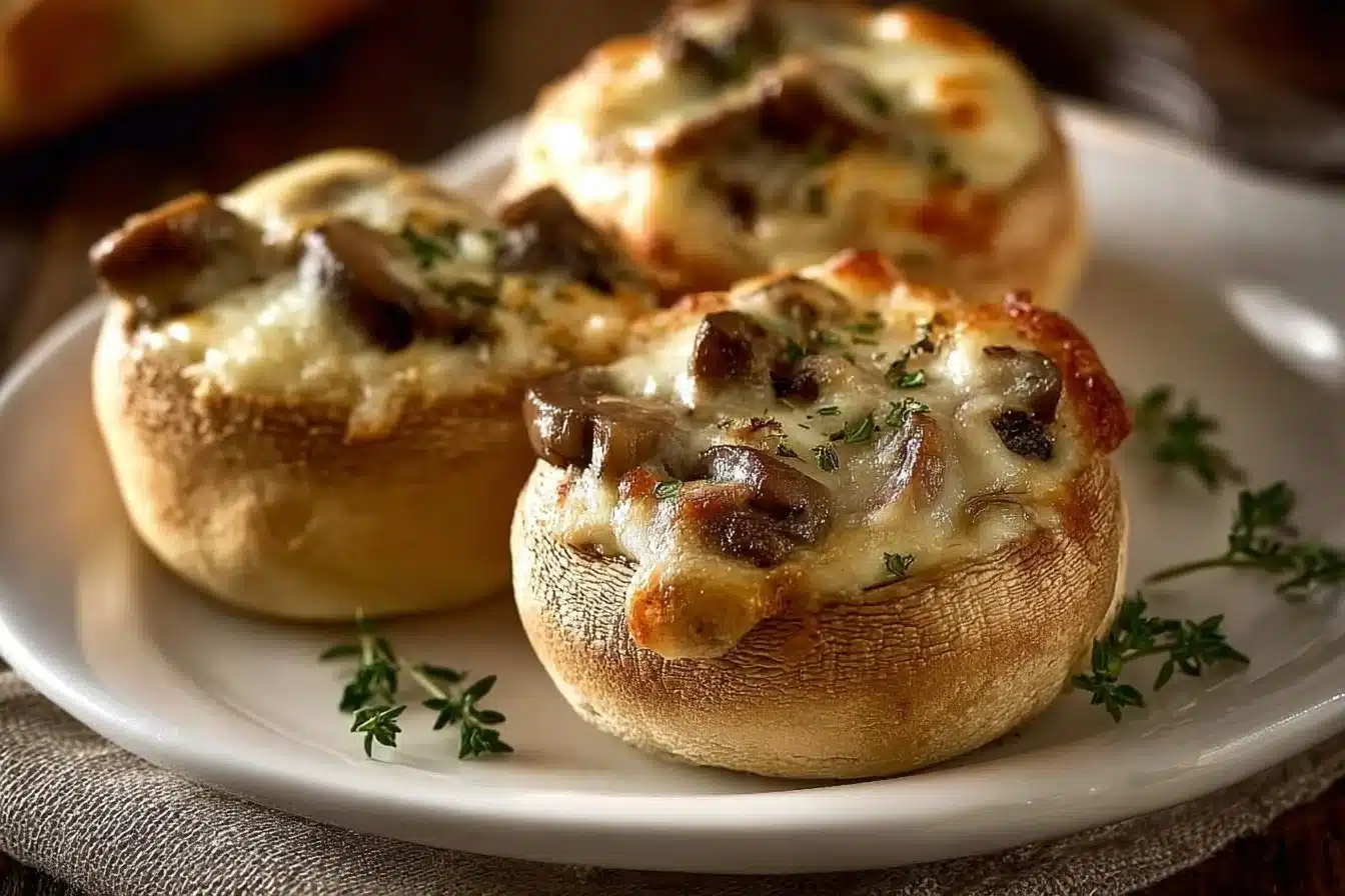 Bouchées aux champignons gratinés croustillants