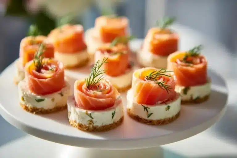 Plateau de cheesecake saumon fumé avec garnitures savoureuses