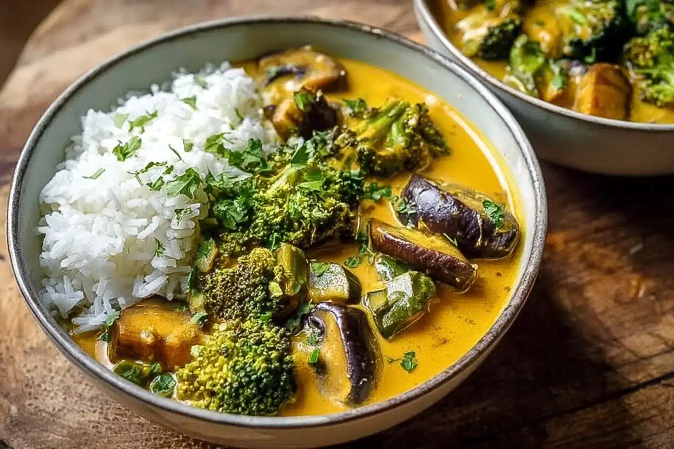 Curry Végétarien au Brocoli, Pois Chiches et Champignons