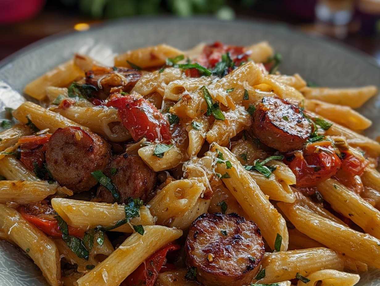 Pâtes Cajun aux saucisses