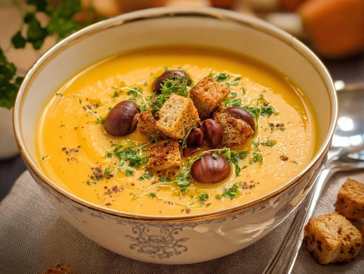 Velouté de potimarron à la châtaigne