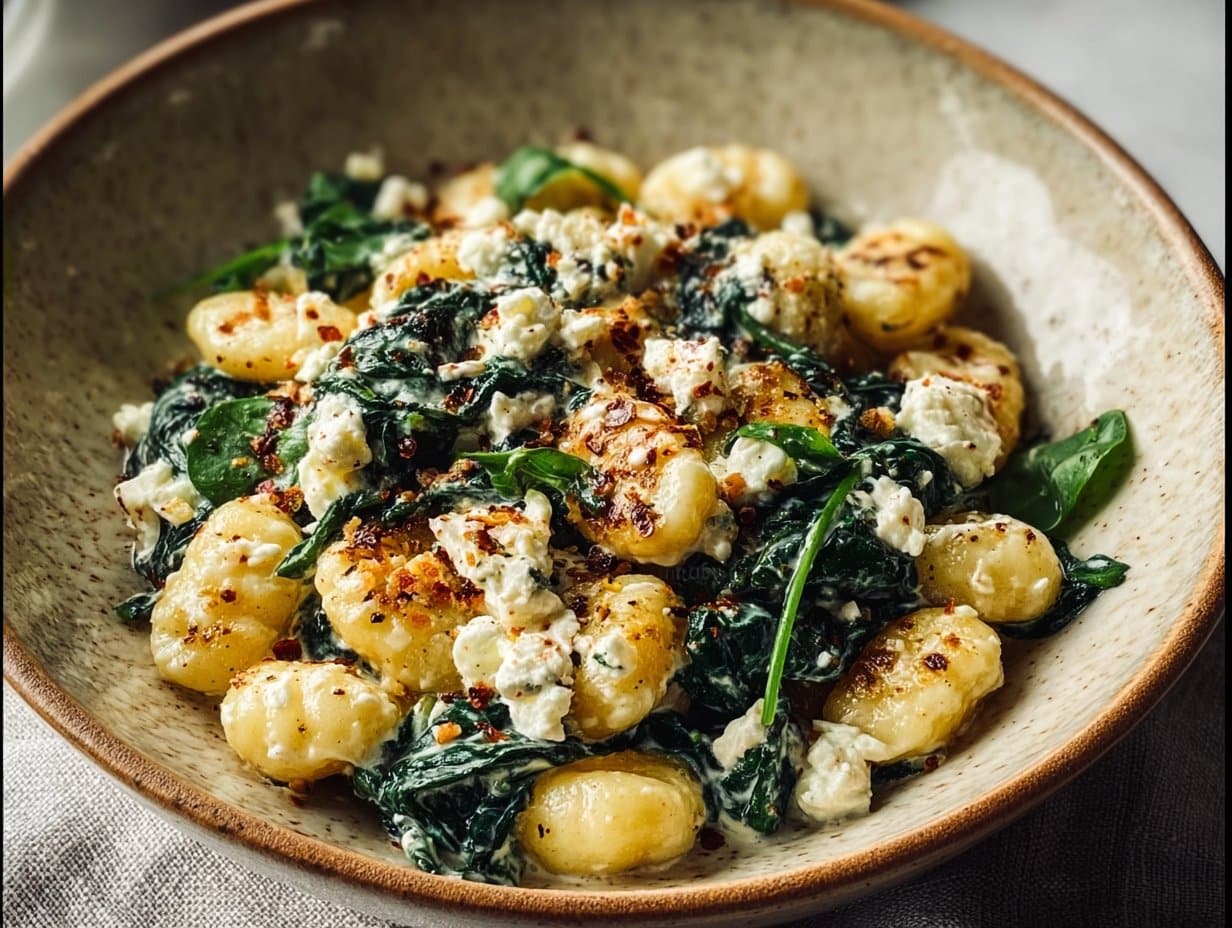 Gnocchis crémeux aux épinards et à la feta