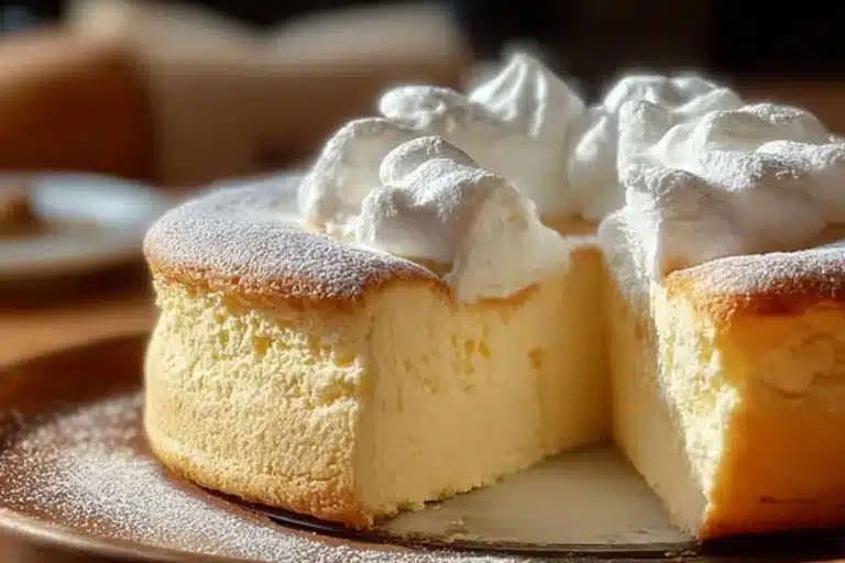 Gâteau Nuage Japonais moelleux et léger sur une assiette blanche