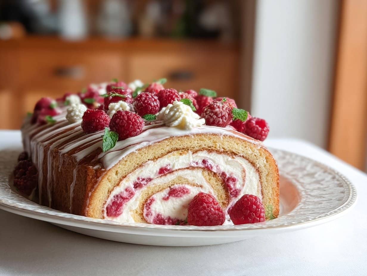 GÂTEAU ROLL VANILLE FRAMBOISE