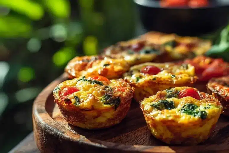 Muffins aux œufs et légumes frais sortis du four